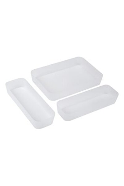 BAMI NETWORK Organizator sertare plastic alb set 3 bucati