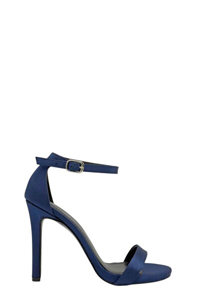 Moulin Shoes Navy Blue Satin Single Strap Heeled Women's Shoes