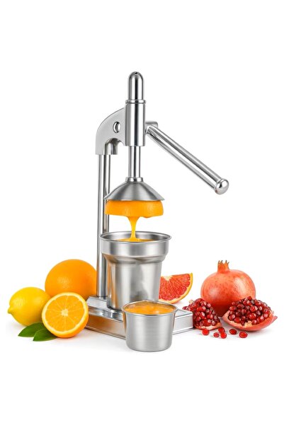 EMATTEIRO Storcător Manual Fructe Tip Presă din Inox cu Recipient, Strecurăto...