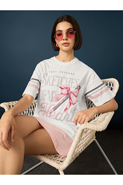 Difference of Opinion By Styli Off White Short Sleeve Printed Oversized T-Shirt