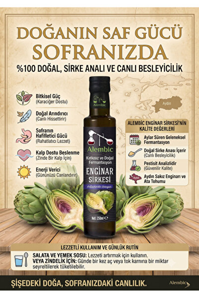 Alembic Enginar Sirkesi Doğal Fermante Katkısız 250ml