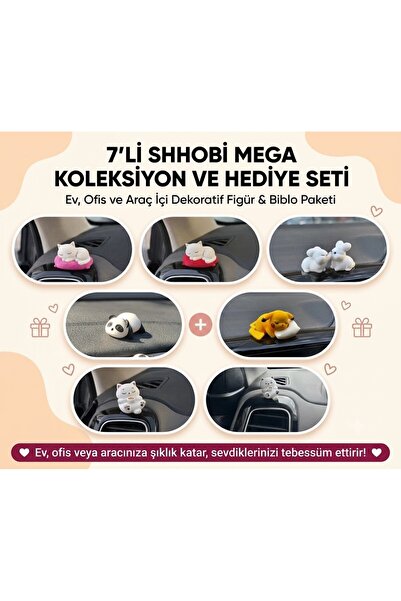 SHHOBİ 7'li Mega Koleksiyon Süs Seti: Sevimli Kedi, Tavşan, Panda ve Pikachu ...