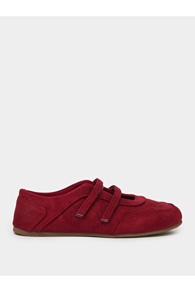 Styli Red Solid Round Toe Velcro Sneakers