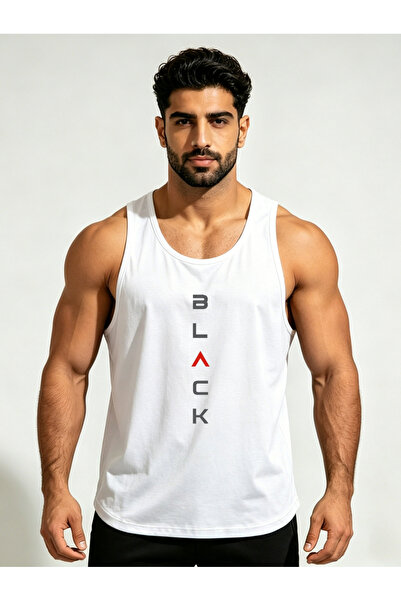 Take Two By Styli Men White Slogan Print Tank Top