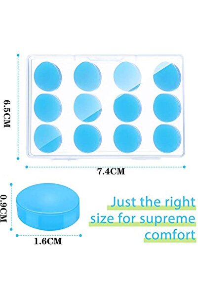 HXD Zoomlion 12PCS Silicone Swimming Ear Plugs with Storage Case – Waterproof Moldable Reusable Ear Plugs for Swimming, Showering & Water Sports, Blue