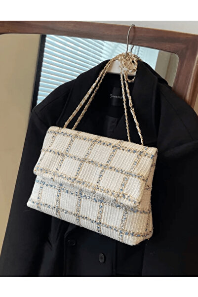 Take Two By Styli White Tweed Shoulder Bag