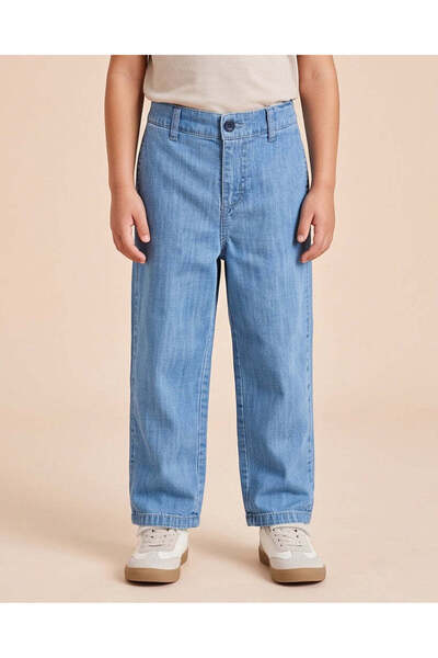 REDTAG Boys Dark Wash Wide Leg Denim Trousers