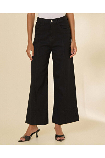 REDTAG Women Black High Rise Wide Leg Jeans
