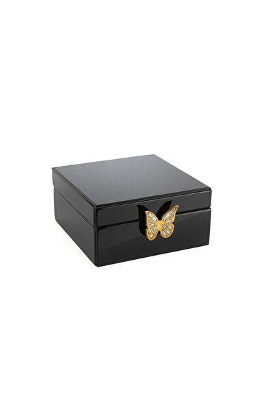 Mikasa Moor Black Butterfly Figured Glass Box 24X22X11Cm