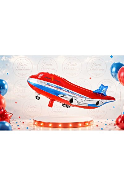 Parti Dükkanı Red Airplane Shaped Foil Balloon 79X48 cm Helium Compatible Bir...