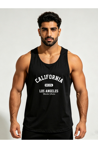 Take Two By Styli Men Black Slogan Print Tank Top