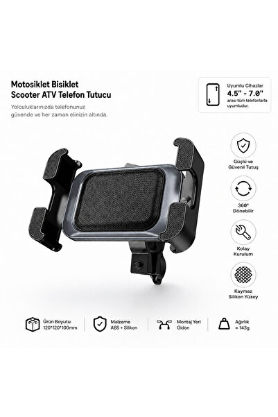 Dexmon Suport telefon pentru motocicletă, bicicletă, scuter, ATV, Vista, Supo...