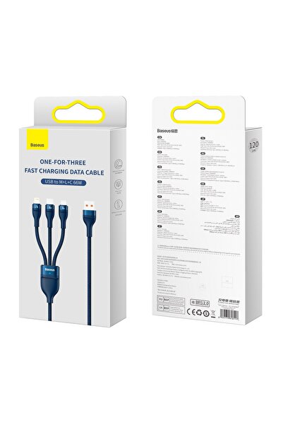 NO BRAND Cablu de încărcare rapidă 3 în 1 USB-A la USB-C microUSB Lightning