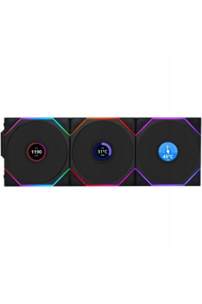 Lian Li UNI FAN TL WIRELESS LCD ARGB PWM 120MM NEGRU (3 BUCĂȚI)