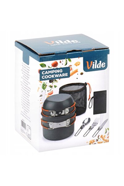 NO BRAND 6x Ustensile de gătit și tacâmuri pentru camping și picnic (oală, ti...