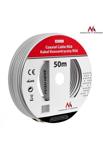 Maclean CABLU COAXIAL ANTENĂ/SATELIT MACLEAN, 1.0CCS RG6, 50M