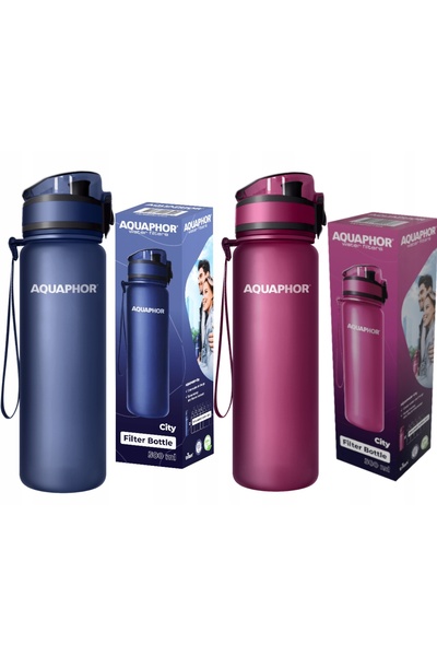 Aquaphor 2x sticlă cu filtru rodie + violet CITY 0,5l