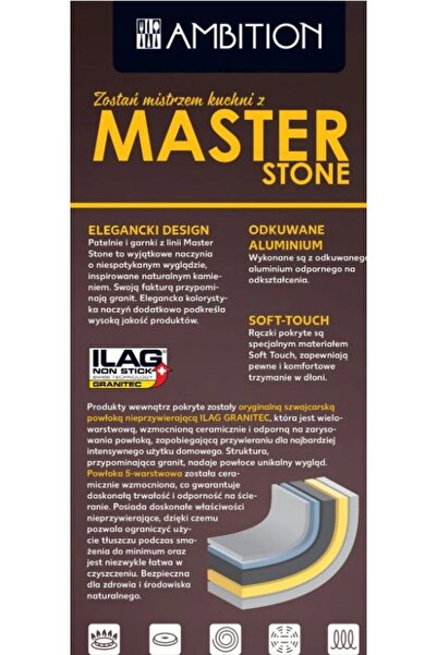 Ambition MASTER STONE Plită de grătar 28 X 28 CM Aluminiu Inducție