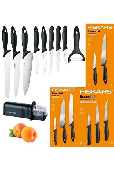 FiSKARS Set esențial de 8 cuțite (de bucătărie + pentru legume) + ascuțitoare...