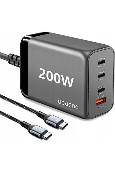 NO BRAND UOUCOO 200W 4 PORTURI 3X USB-C + ÎNCĂRCĂTOR USB Y366