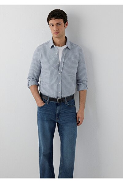 Mavi Slim Fit 75 Cotton 25 Polyester Striped Shirt