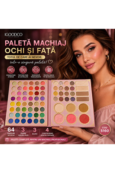 IGOODCO Trusa/Paleta-Fard 5160 pentru ochi 64+6+4 culori