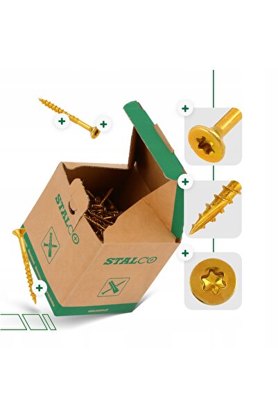 Stalco 500x Șuruburi CIESIELSKIE 4x40 pentru lemn TORX din oțel inoxidabil co...