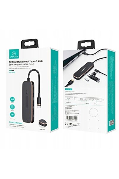 Usams ADAPTOR HUB 3XUSB + USB-C + HDMI NEGRU PENTRU LAPTOP PC
