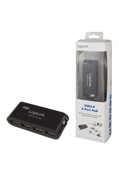 LogiLink Hub USB 2.0 activ cu 4 porturi, alimentare 5V/2A, 480Mbit/s, LED negru