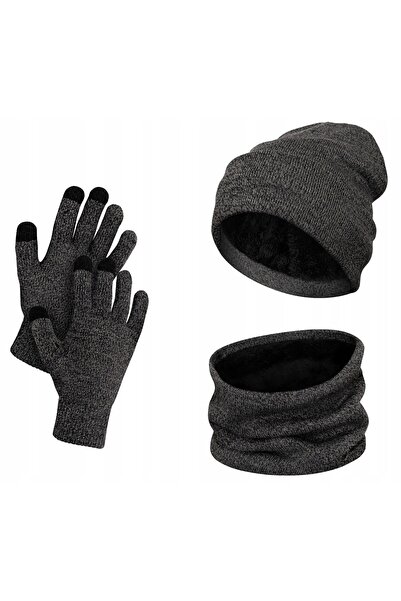 STA Ercole Set căciulă, fular și mănuși de iarnă, unisex, călduros și gros.