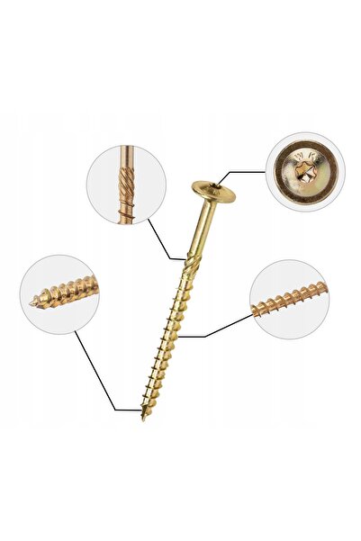 Wkret-Met 50x Șuruburi CIESIELSKIE 8x320 pentru lemn, TORX, cu șaibe, KRO 8S
