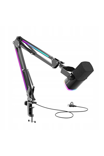 NO BRAND Fifine AM8PROT Microfon Dinamic USB XLR RGB + Suport cu Braț pentru ...