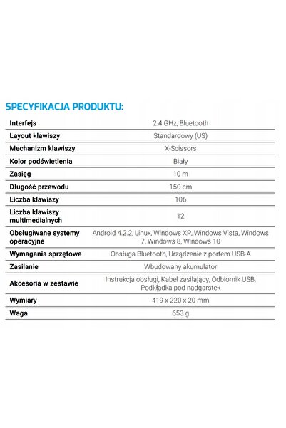 Natec Tastatură wireless Bluetooth + 2.4GHz X-SCISSORS PORIFERA (pentru SUA)
