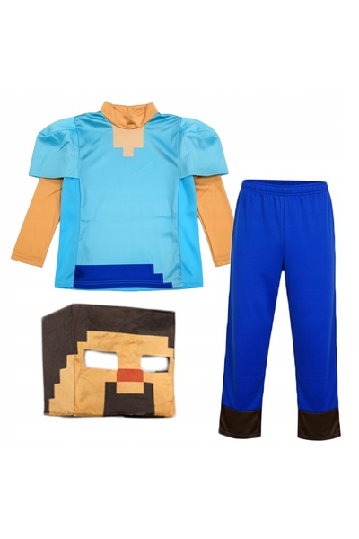 NO BRAND Costum Minecraft Steve 122/128 cm Deghizare Mărimea M Carnaval