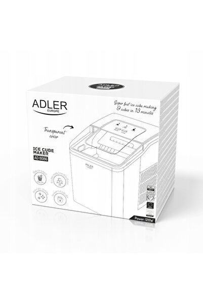 adler Aparat de făcut gheață 12kg/24h pentru uz casnic, cu zgomot redus, ghea...