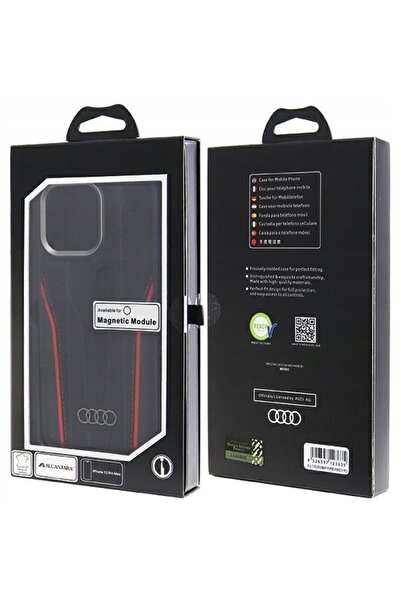 Audi Piele naturală MagSafe iPhone 15 Pro Max 6.7 " negru/roșu/albastru
