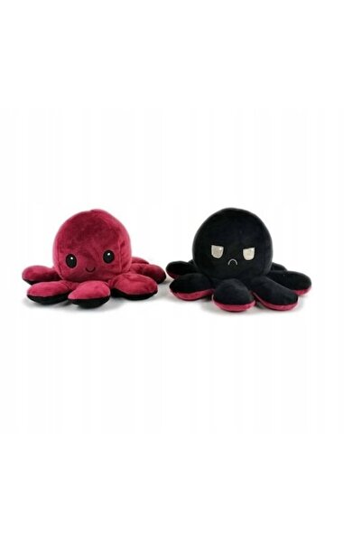 OEM Jucarie de plus Caracatita cu doua fete, Bumbac, 30 cm, 0+ ani, Negru/Cri...