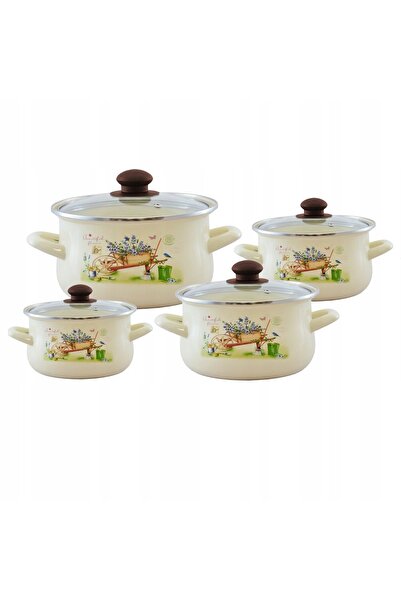 Tadar Set de vase emailate pentru inducție și gaz Garden 8 piese 16/18/20/22cm
