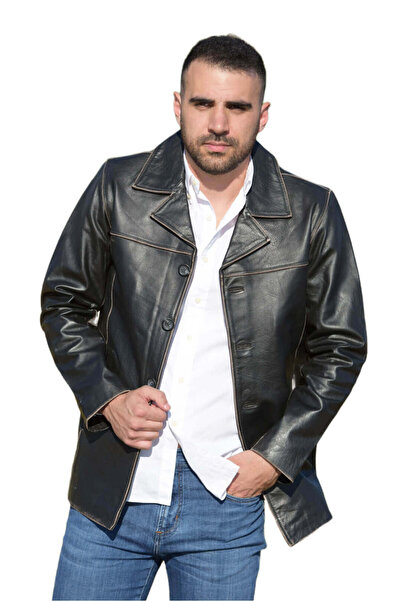 THEODOROU LEATHERS ΜΑΥΡΟ ΑΝΔΡΙΚΟ ΔΕΡΜΑΤΙΝΟ ΤΖΑΚΕΤ TLM0042