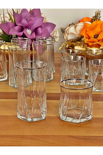 P&ORA PREMIUM KITCHEN PRODUCTS Zoe 12 Piece Original Silver Gilded Water Set ...