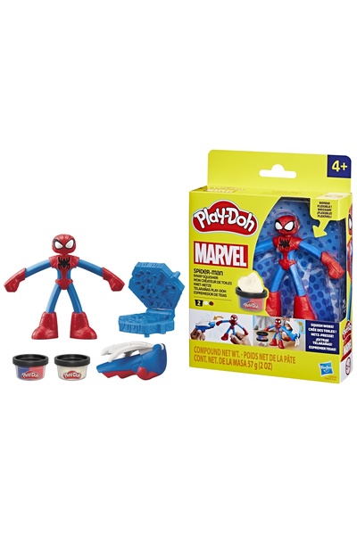 Hasbro SET CIASTOLINA PLAY DOH 3 FIGURI MARVEL SPIDEY PANTHER CAPTAIN +6 TUBURI