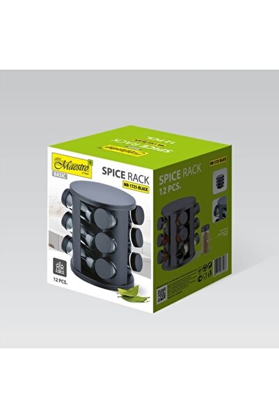 Maestro Set de recipiente pentru condimente 12x100ml, suport din oțel negru