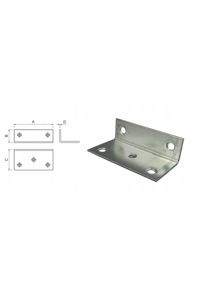 Wkret-Met 50x CONECTOR DE COLȚ DIN OȚEL 75x40x25 PENTRU TÂmplărie și Montaj D...