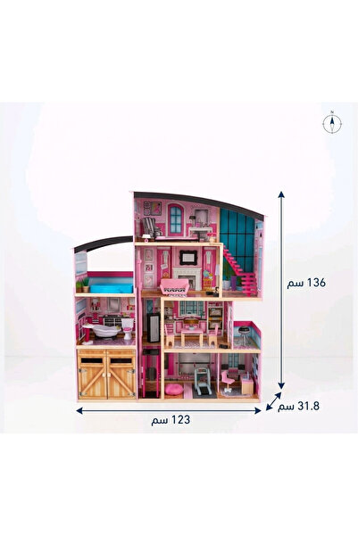 Generic Brand بيت دمى متعدد الطوابق موديل GS002 مقاس 136×123×31.8 سم