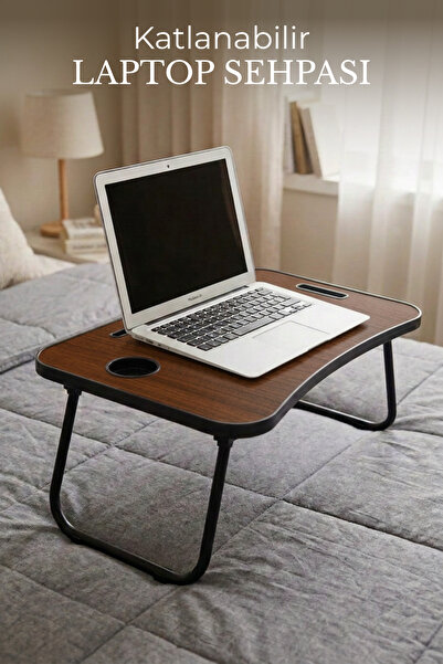 Nandy Home Portatif Katlanır Laptop Sehpası Tablet Telefon ve Bardak Tutuculu...