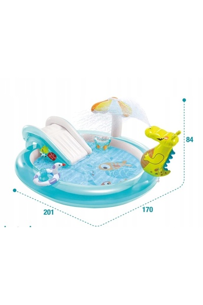 Intex GATOR Piscină gonflabilă pentru copii 229x152x56 cm + Tobogan