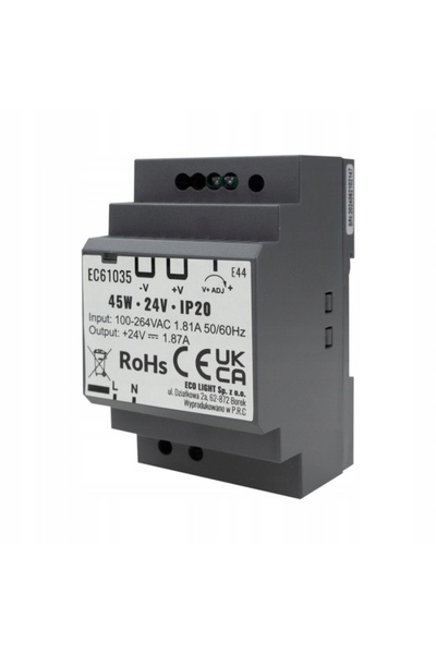 ecolight Sursă de alimentare pe șină DIN 45W 24V Transformator pentru interfo...