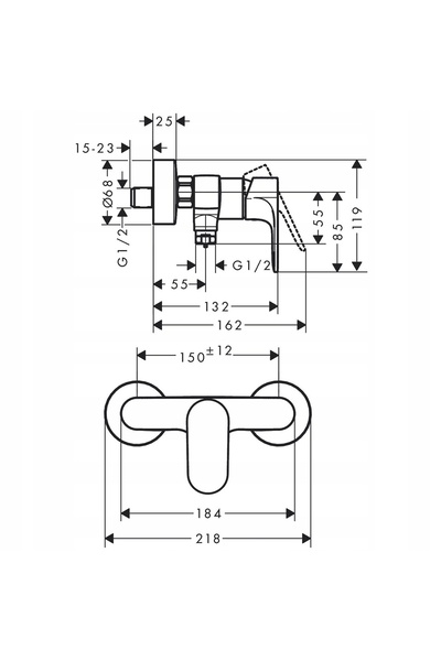 Hansgrohe Baterie de duș Rebris S 72640000 Crom