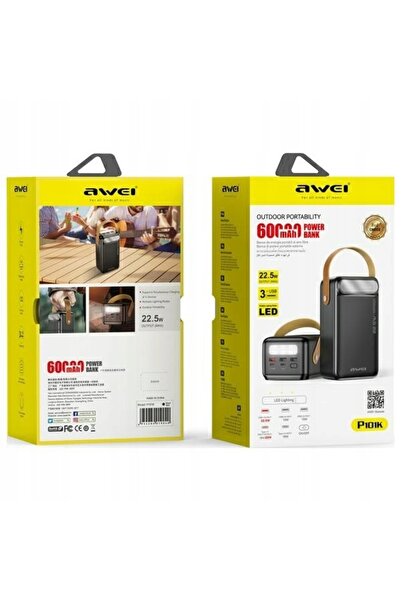 NO BRAND Baterie externă AWEI P101K 60000 mAh 22.5W Negru