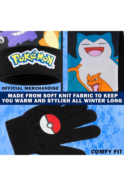 NO BRAND SET POKEMON CĂCIULĂ + MĂNUȘI, ECHIPAMENT DE IARNĂ, CADOU PERFECT PEN...